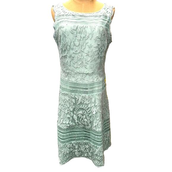 Adrianna Papell, Sage Green dress, Stunning 3-D Details, Lace Look,Cottage  Core